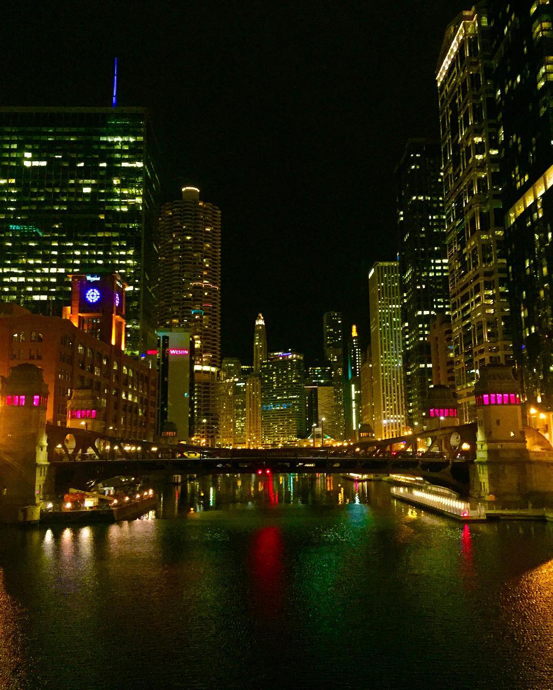Chicago River winding through downtown